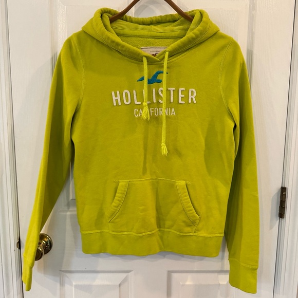 Hollister California Lime Green Hoodie Pullover Sweatshirt Size Large Y2K Retro - Picture 1 of 6